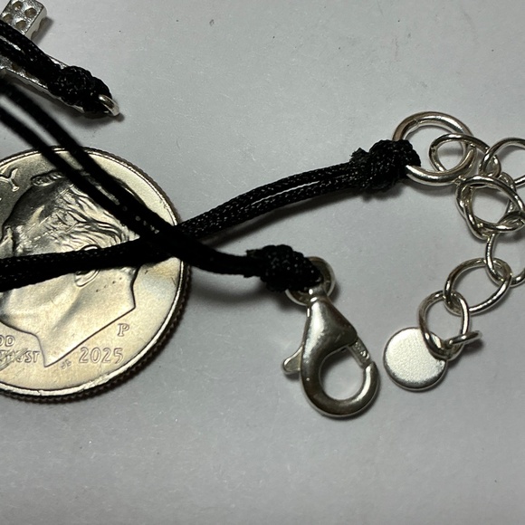 SILPADA Sterling Silver & black cord adjustable cross bracelet. 7 to 8” long - Picture 5 of 7
